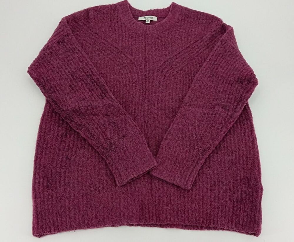 Madewell Belfiore Ribbed Pullover Sweater XXS Heather Violet Wool Camel Hair